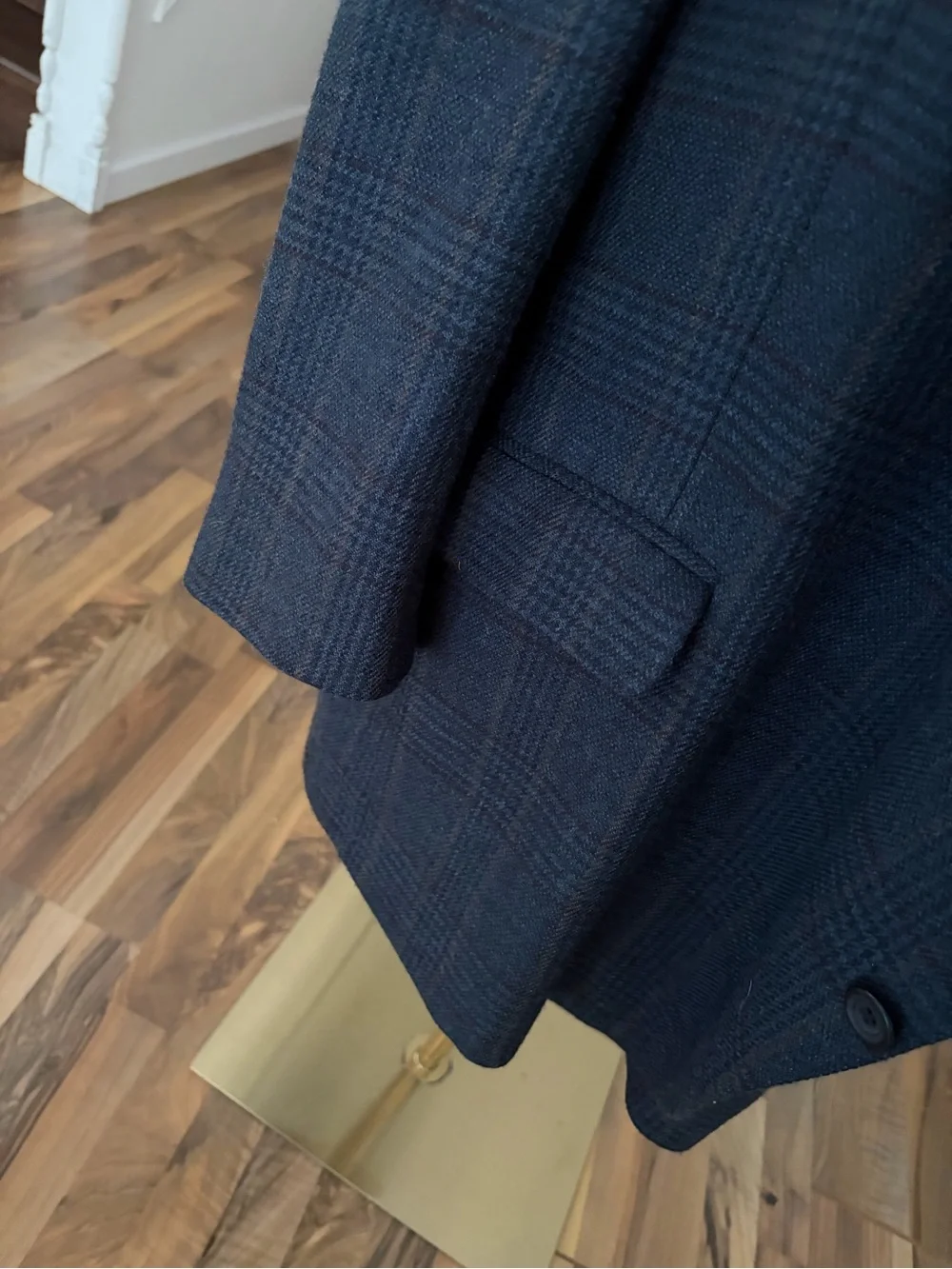 Vintage Navy Plaid Satin-Lined Blazer Sports Jacket Christian Brooks Label